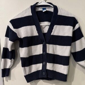 Old Navy Navy and White Striped Cardigan